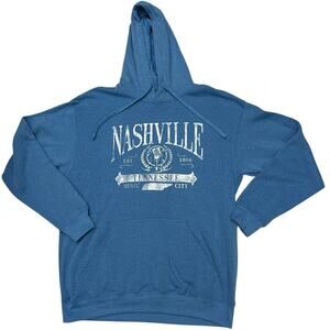 Nashville Tennessee Pullover Hoodie Sz L Point Sportswear Blue Music City 1806